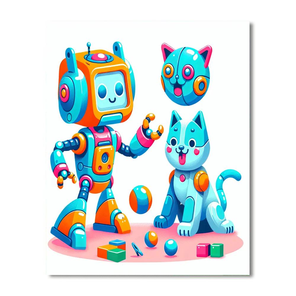 Funny Robot Pets Painting Number Kit