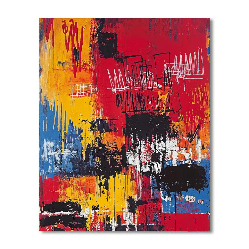 Jean-Michel Basquiat Inspired Layers Of Thought  Number Painting