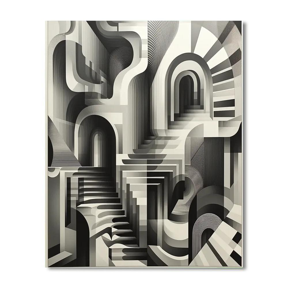 M.C. Escher Inspired Challenging Perceptions  Numbered Painting Kits