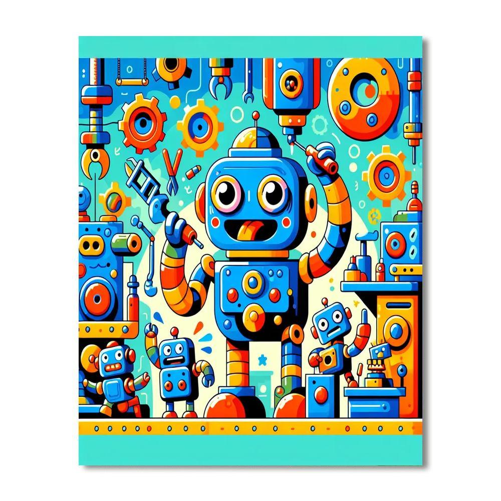Kooky Robot Factory Painting By Numbers Kit