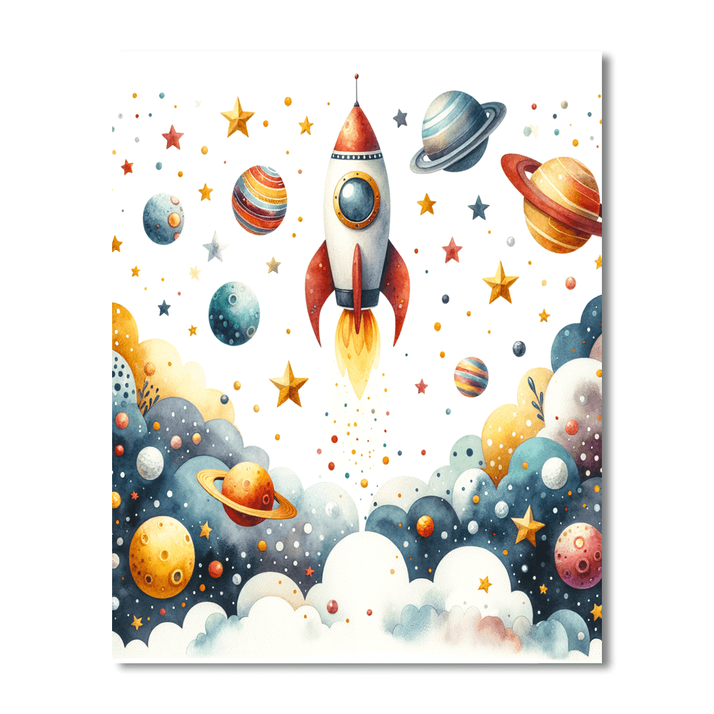 Merry Space Rocket Paint By Numbers Kits