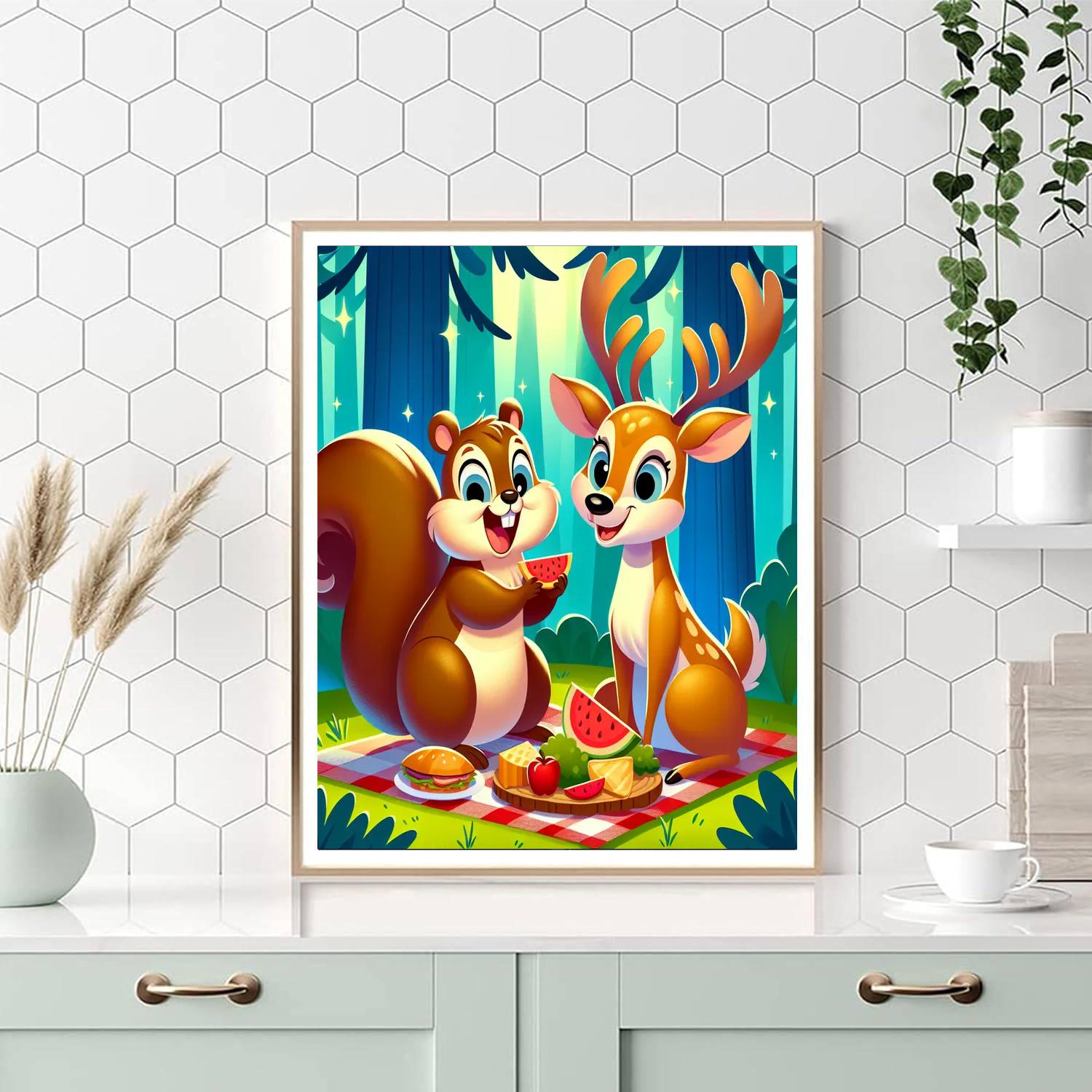 Forest Friends Feast Paint By Numbers Art