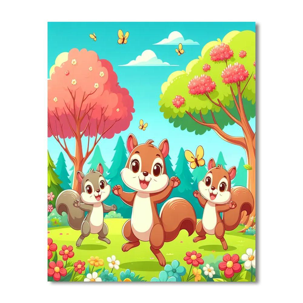 Sunny Squirrels Number Painting