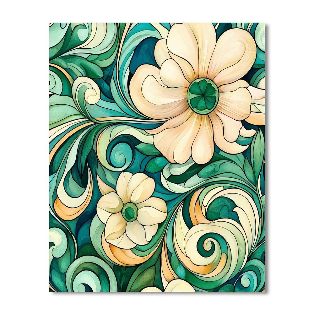 Alphonse Mucha Inspired Harmony Of Floral Elegance  Paint By Numbers Kits