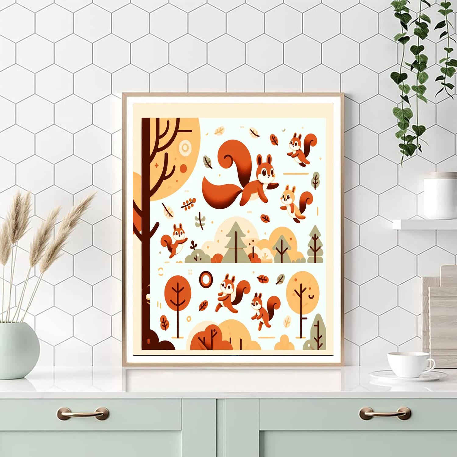 Sprightly Squirrel Shenanigans Number Painting