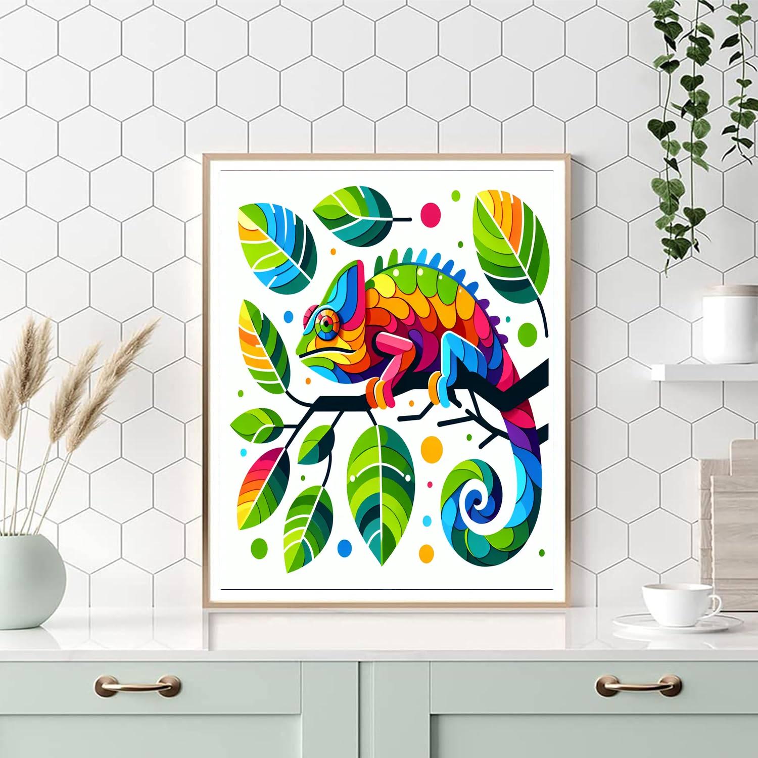 Rainbow Chameleon Discovery Painting Number Kit