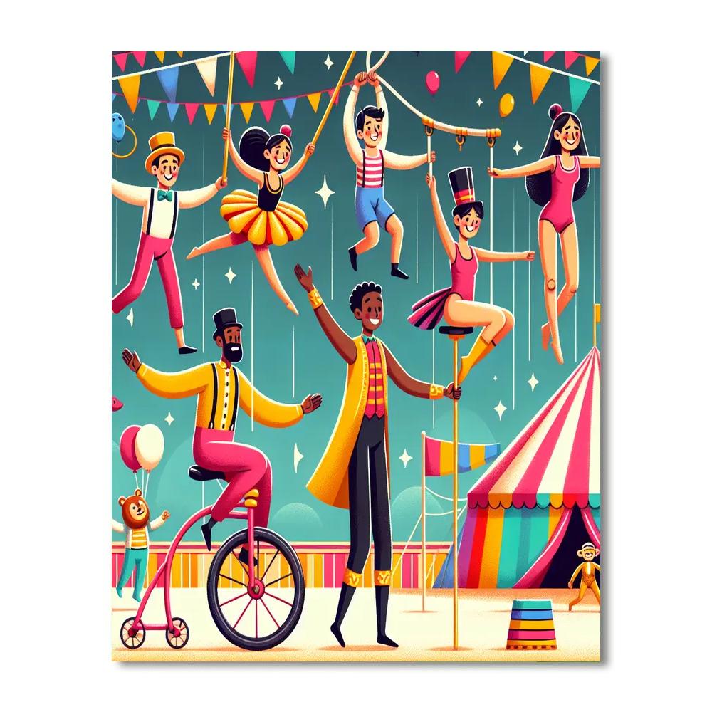 Circus Acrobats Challenge Paint By Number