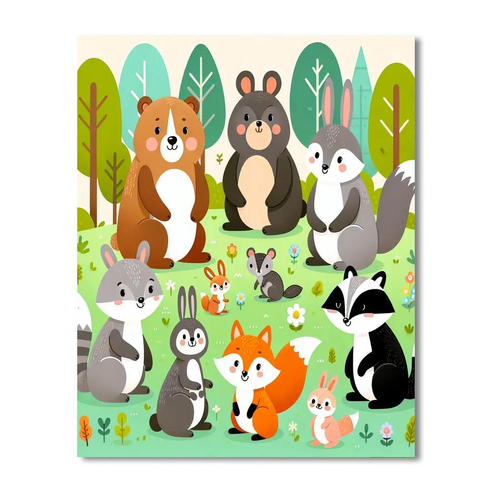 Bright Forest Friends Painting Number Kit