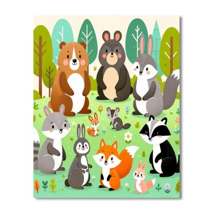 Bright Forest Friends Painting Number Kit
