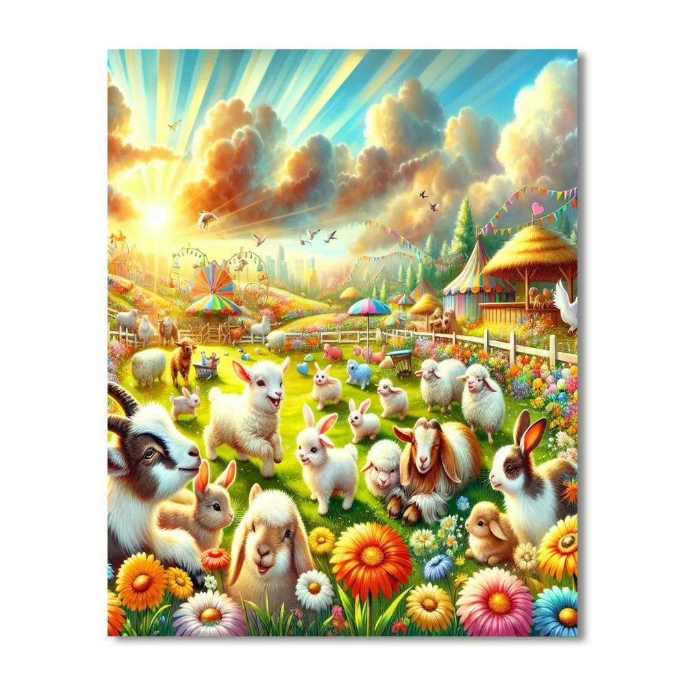 Playful Petting Zoo Paint By Numbers Art