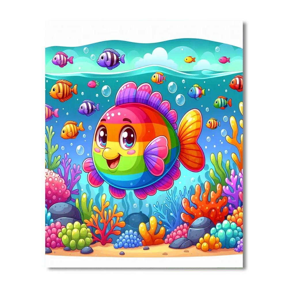 Sassy Rainbow Fish Numbered Painting Kits