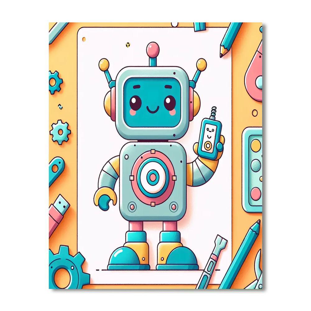 Cute Robot Buddy Paint By Color