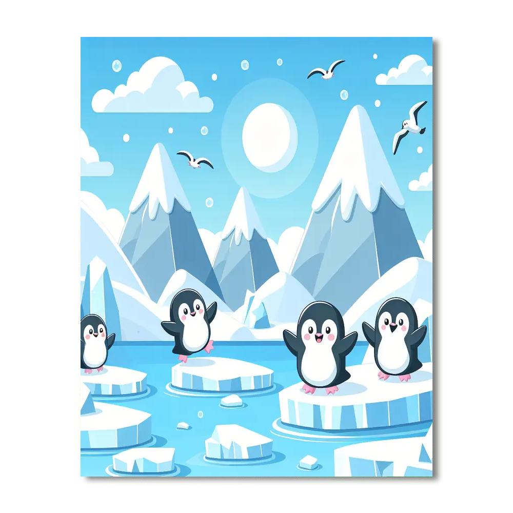 Penguin's Icy Playground Paint By Number