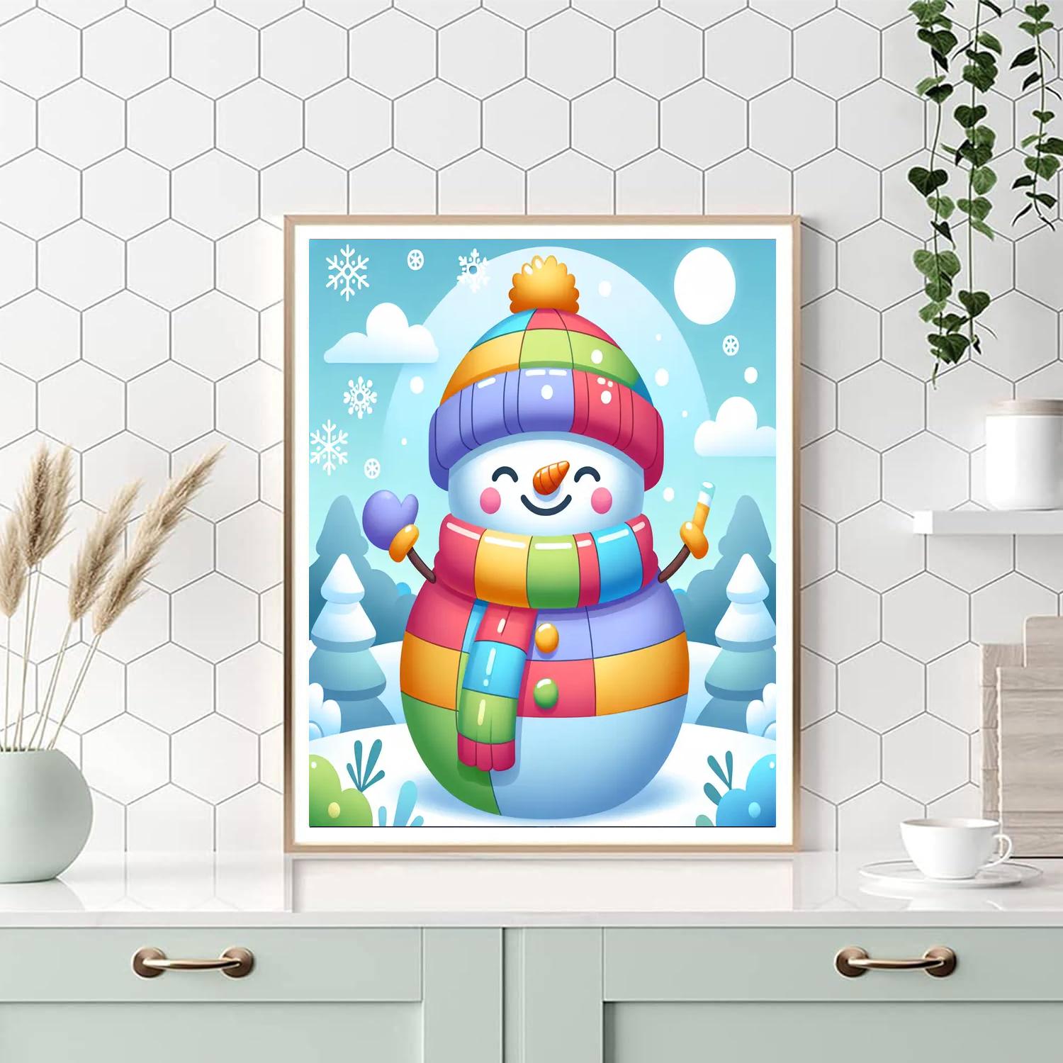 Colorful Snowman Painting By Numbers Kit