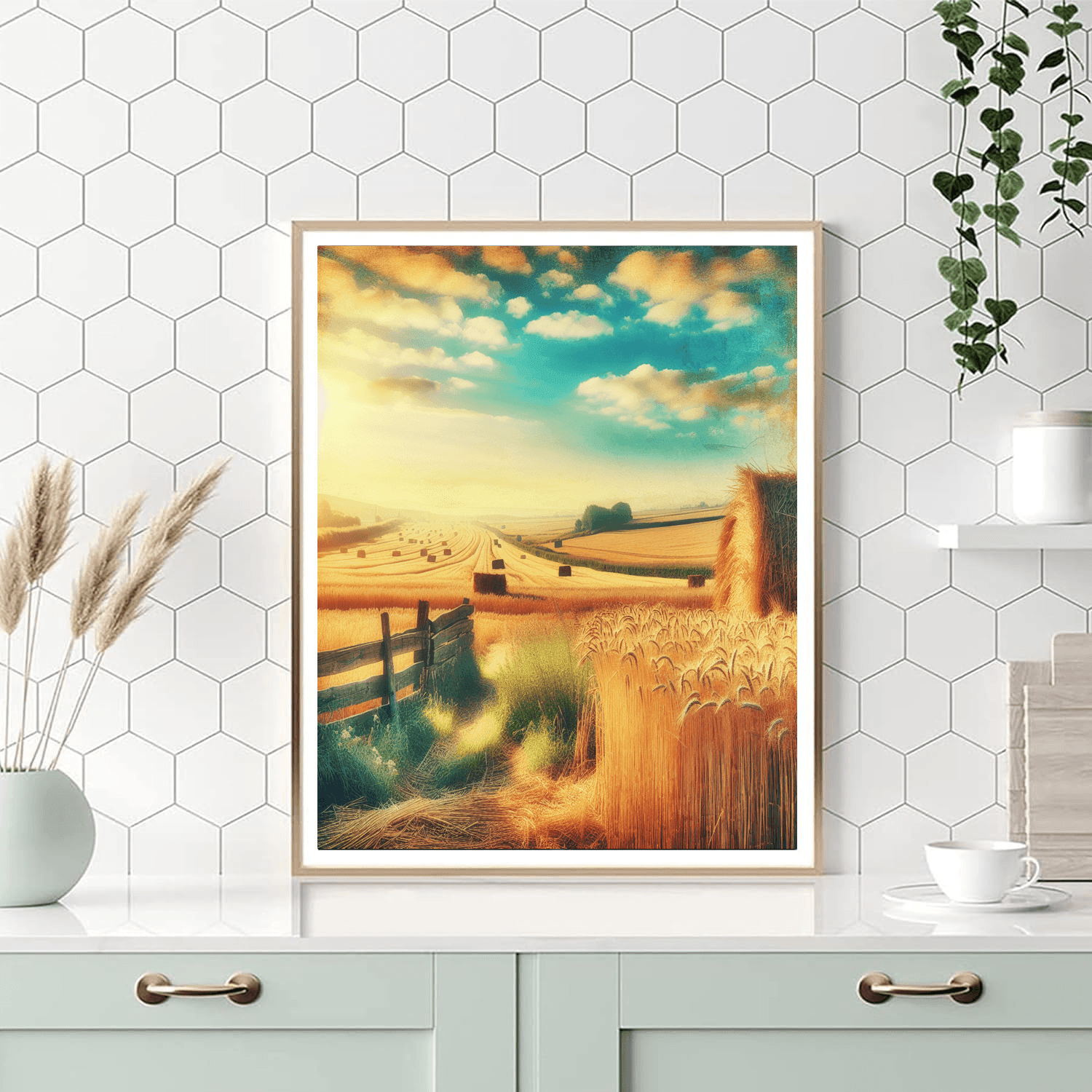 Golden Wheat Harvest Number Painting