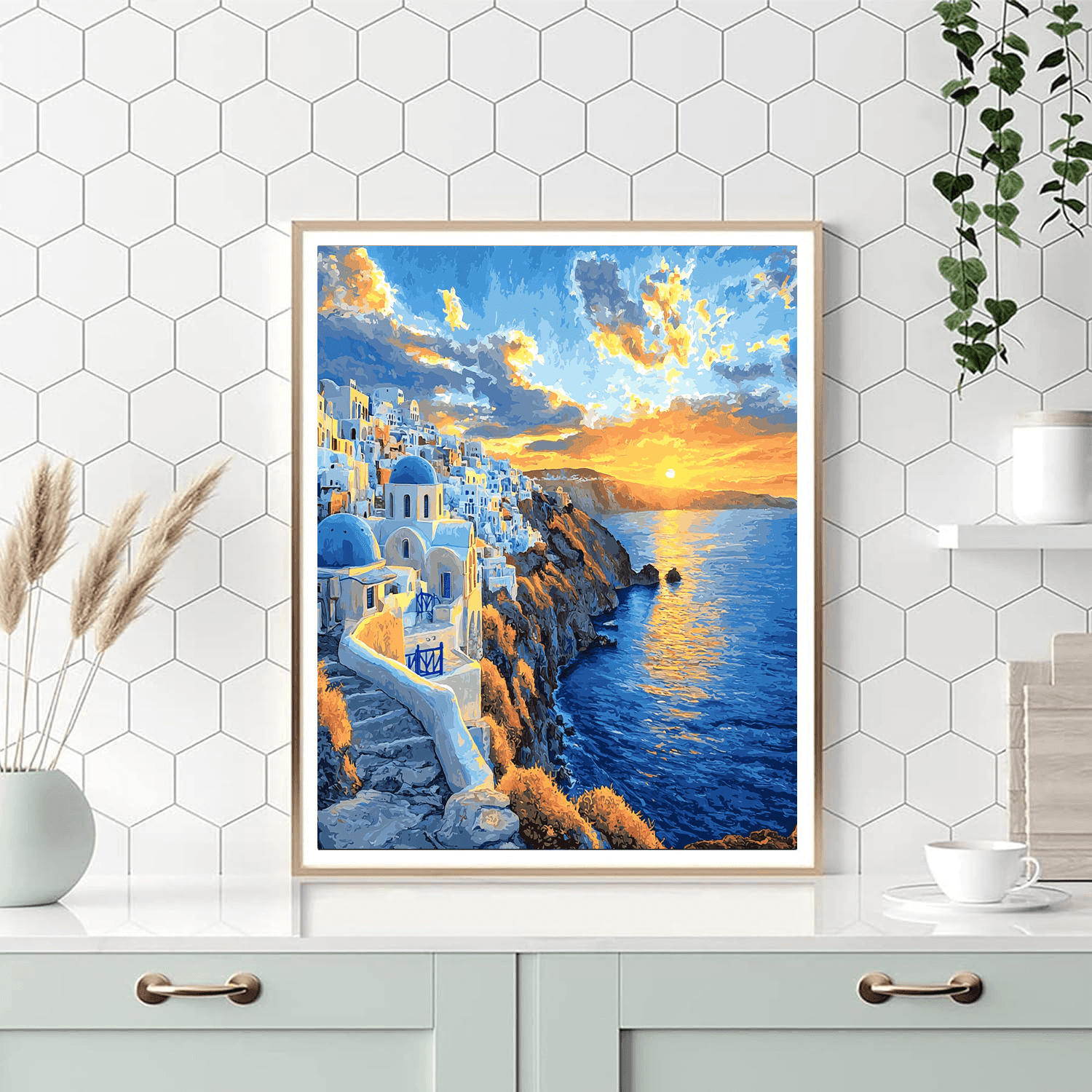 Santorini's Caldera View Paint By Numbers Kits