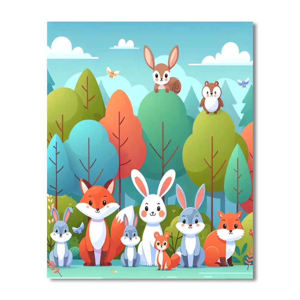 Friendly Woodland Critters Number Painting