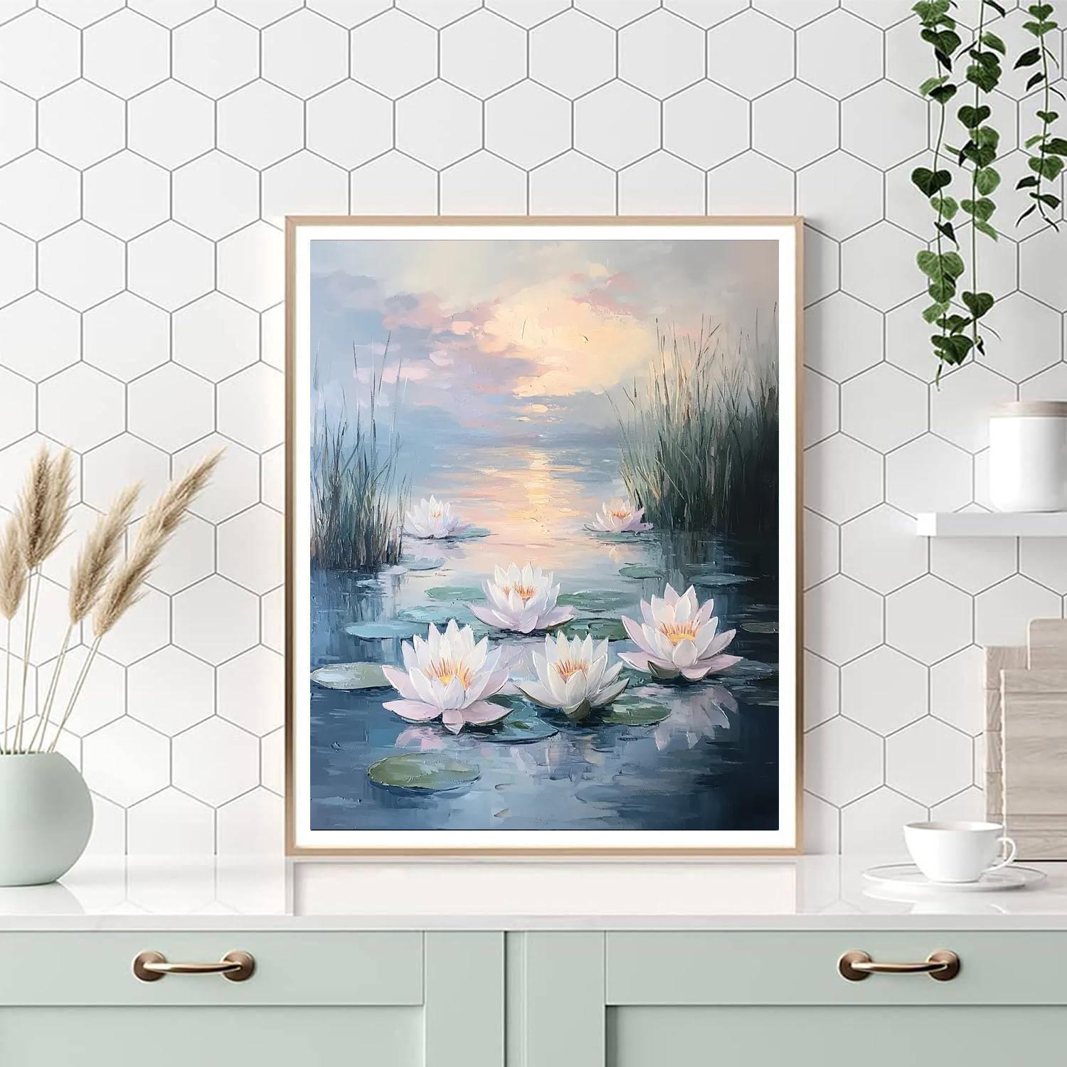 Monet Inspired Water Lilies In Dawn Light  Paint By Numbers