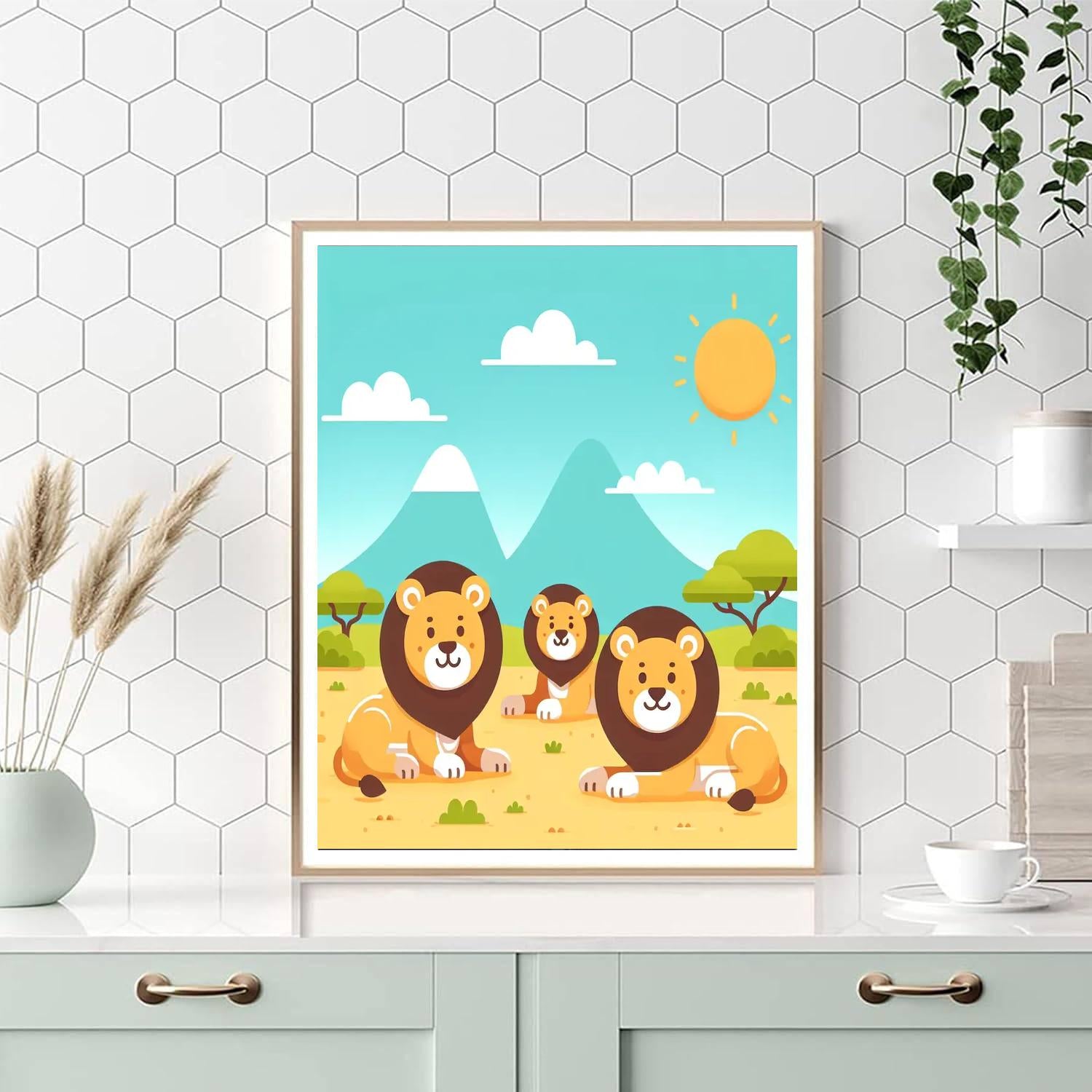 Royal Safari With Lions Painting Number Kit