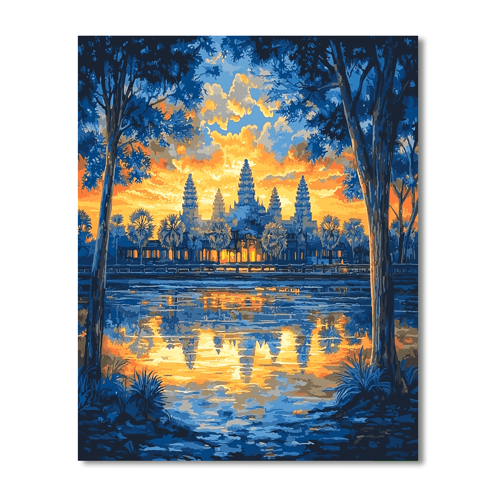 Angkor Wat At Dawn Number Painting