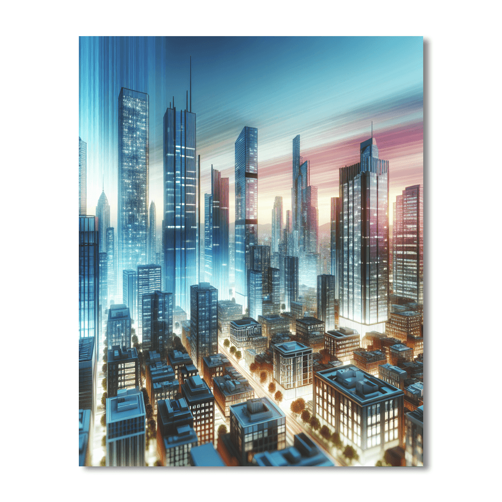 Pastel Urban Skyline DIY Paint By Numbers