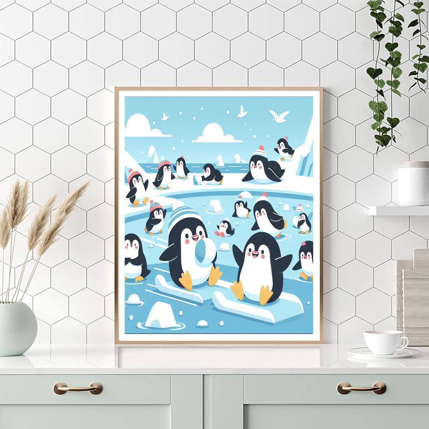 Playful Penguin's Ice Capers Paint By Numbers