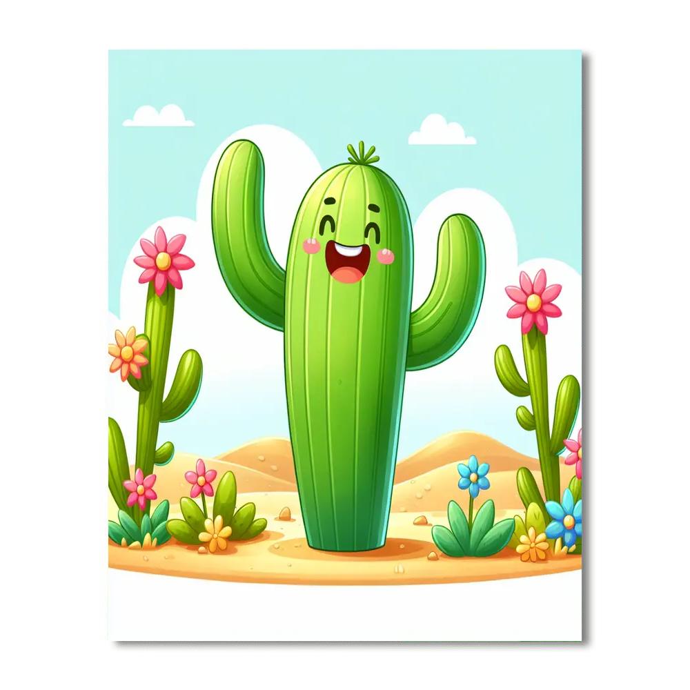 Cute Cactus Number Painting