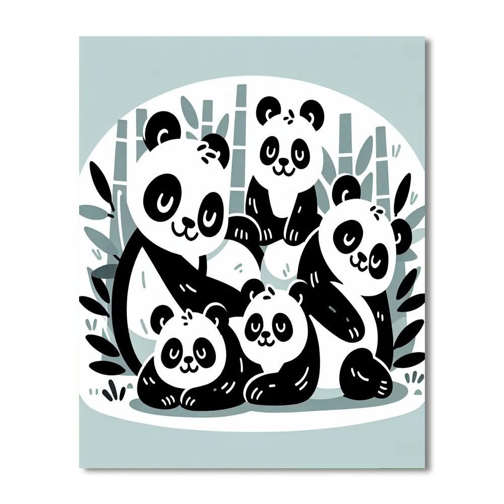 Panda Parade Paint By Numbers Art