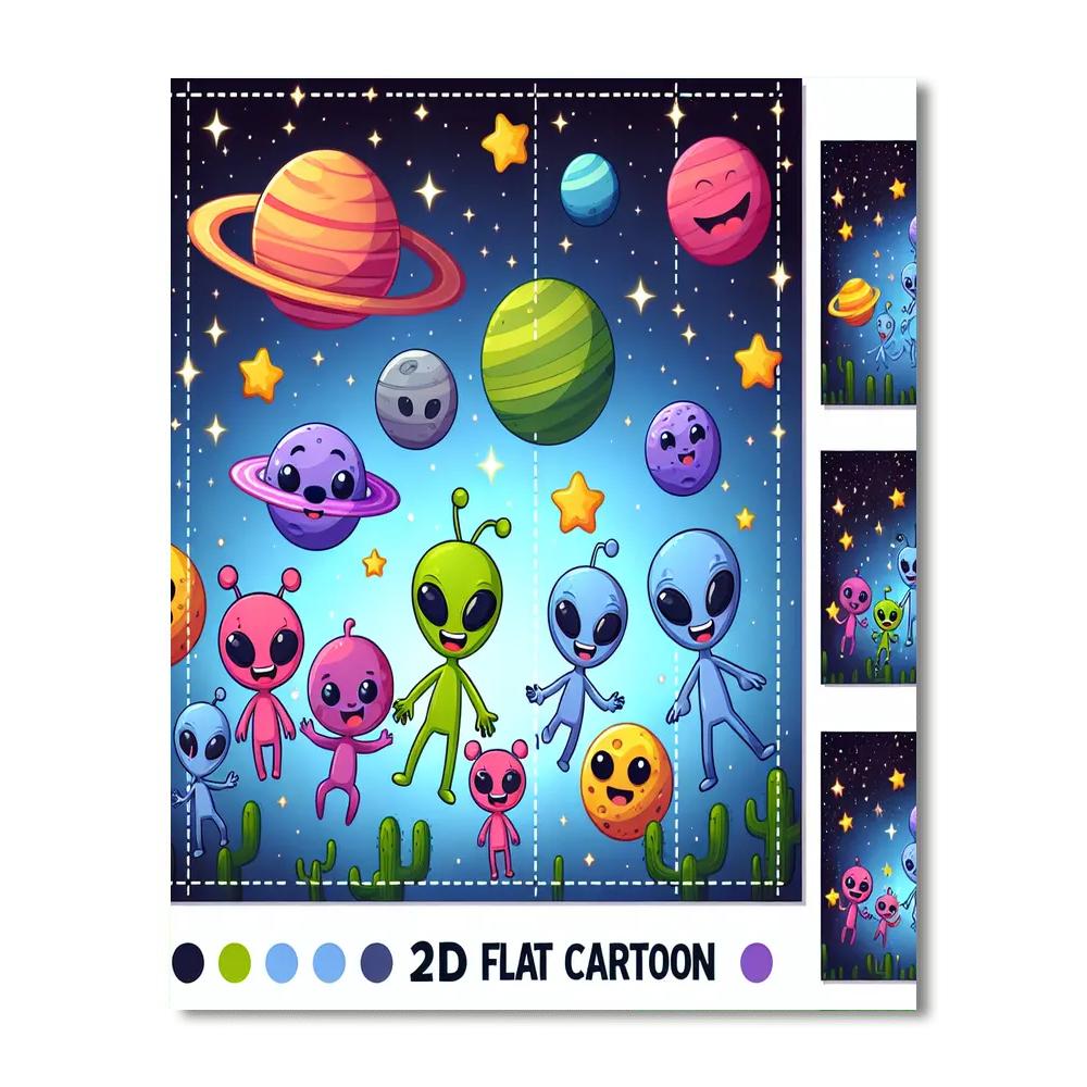 The Friendly Space Aliens DIY Paint By Numbers