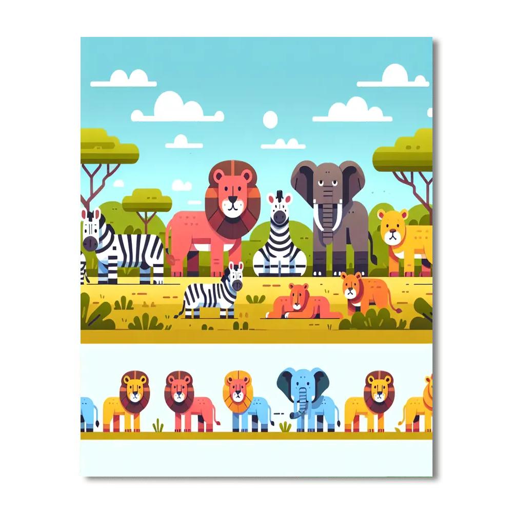 Sunny Savanna Scene Painting Number Kit