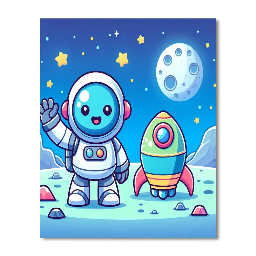 Space Robot League Number Painting