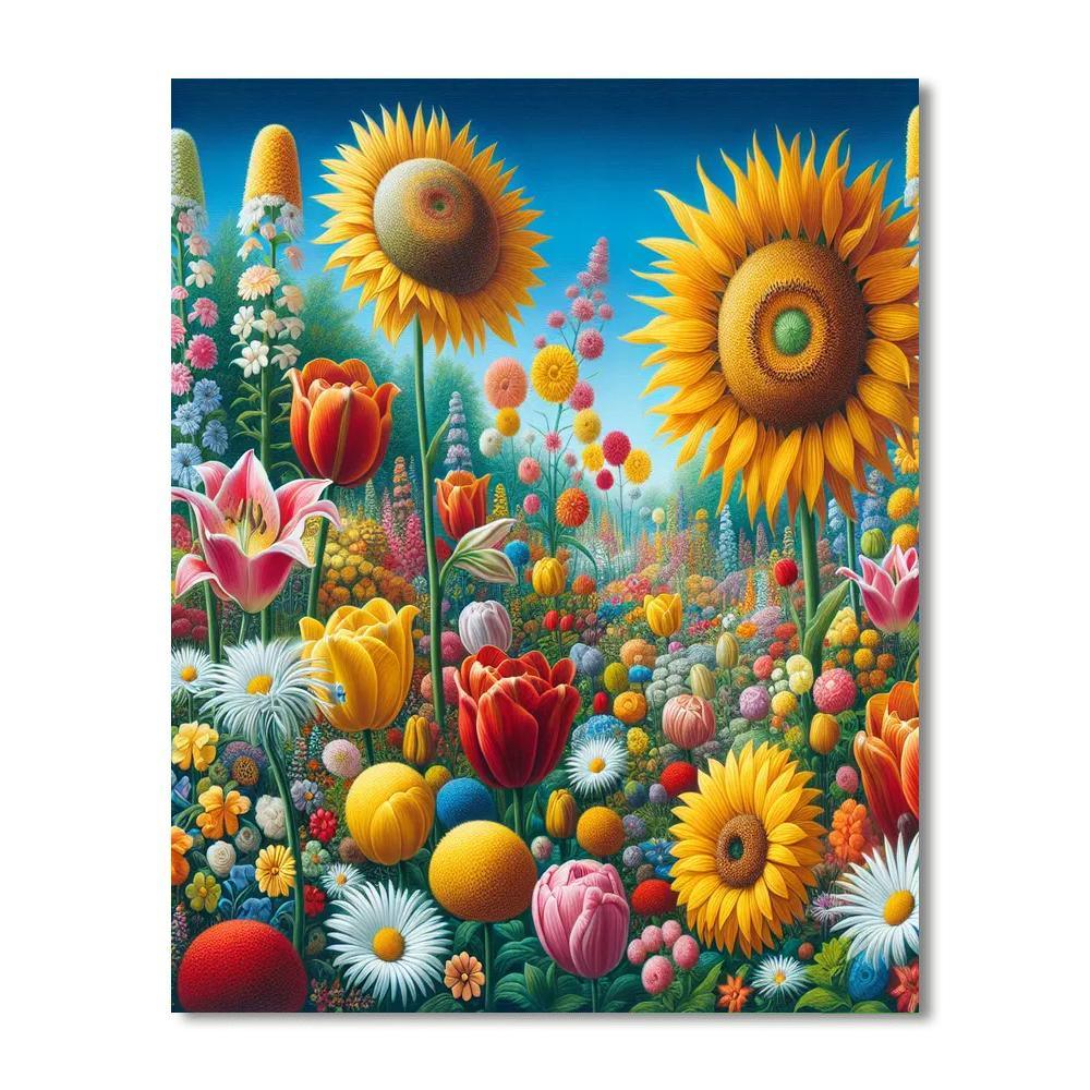 Cheerful Garden Blossoms Numbered Painting Kits