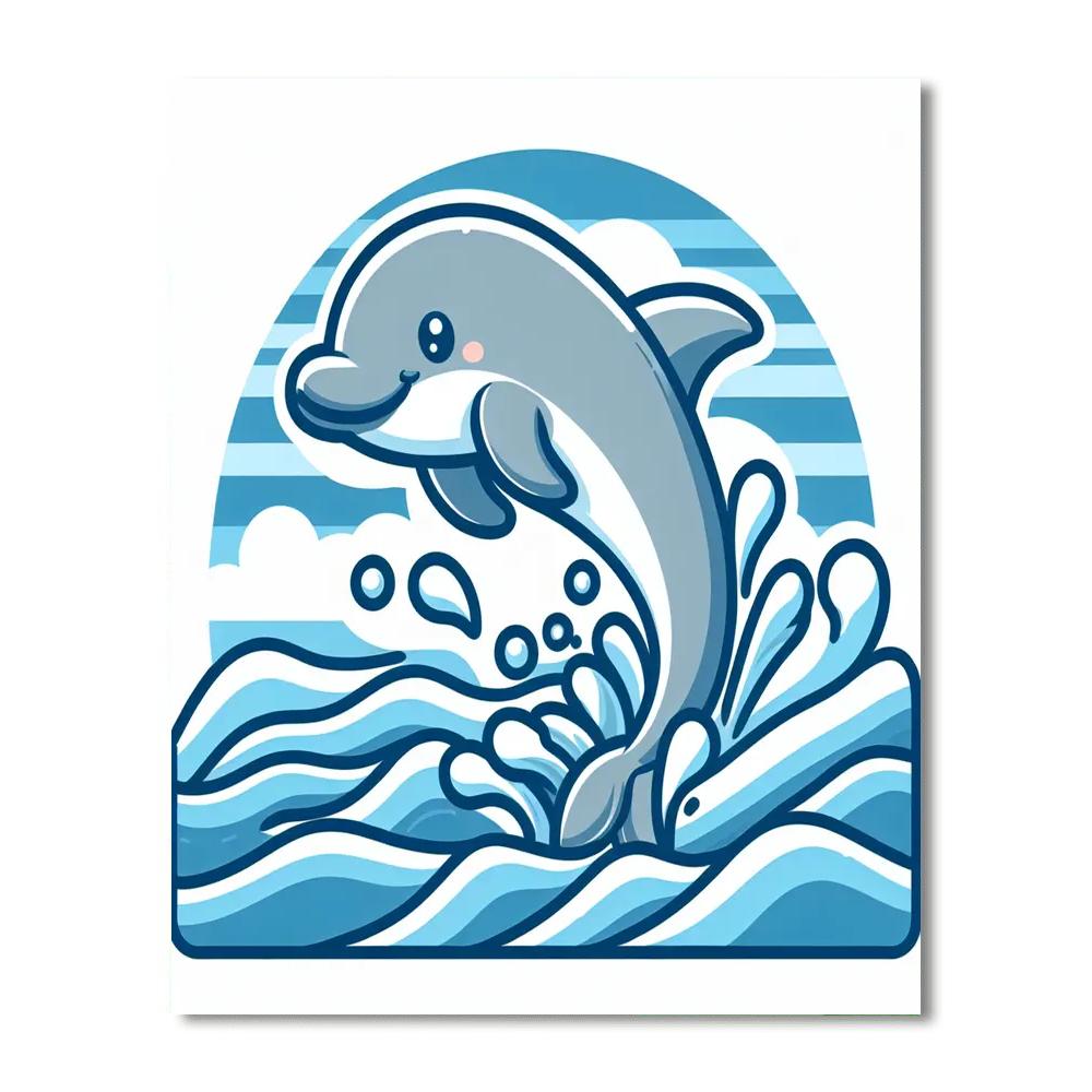 Splashing Dolphin Paint By Numbers Art