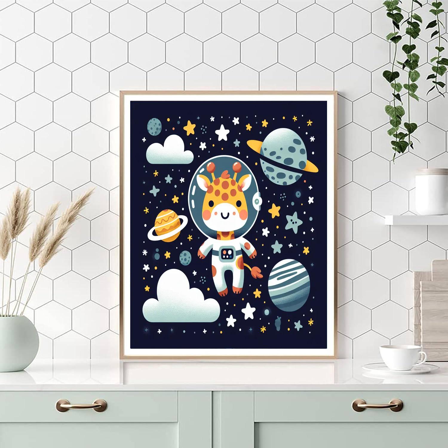 Giraffe In Space Adventure Paint By Numbers Art