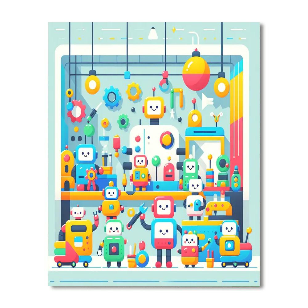 Joyful Robot Workshop Paint By Numbers Art