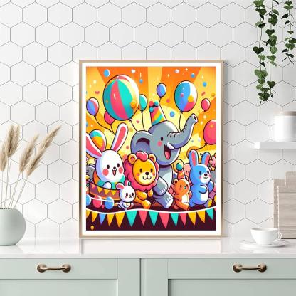 Friendly Animal Parade Paint By Numbers Art
