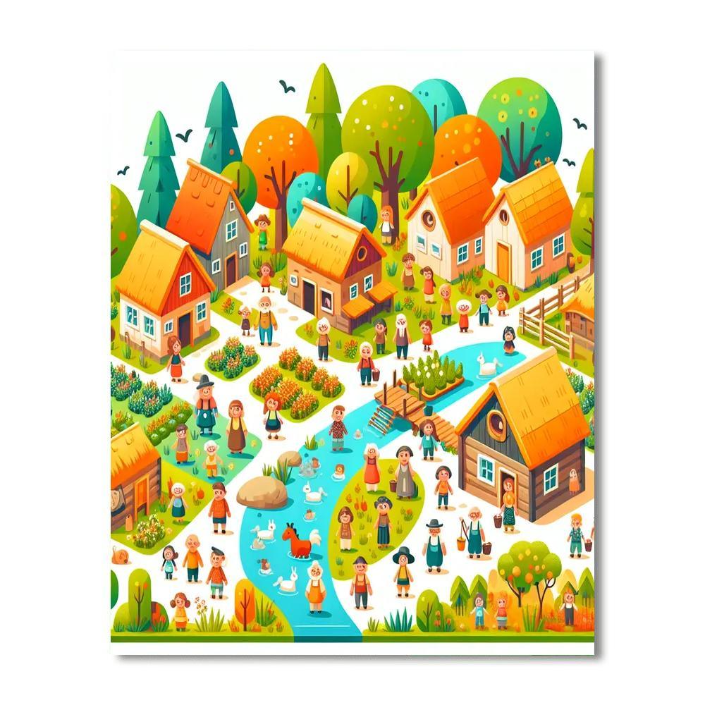 Vibrant Village Vignettes Painting By Numbers Kit