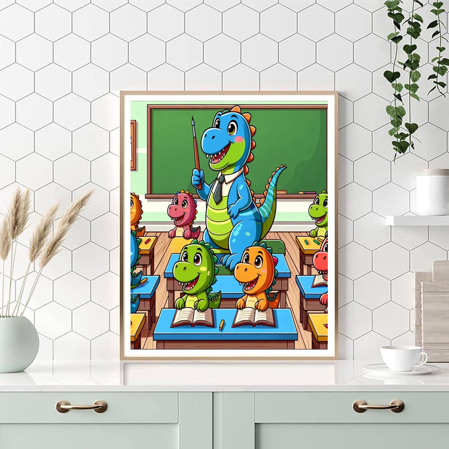 Dino School Painting Number Kit