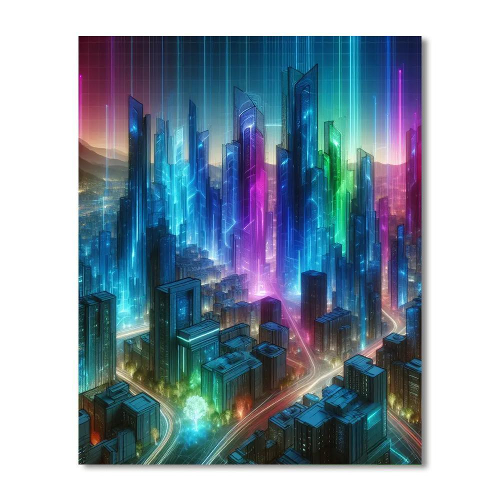 Futuristic Urban Vistas Painting Number Kit