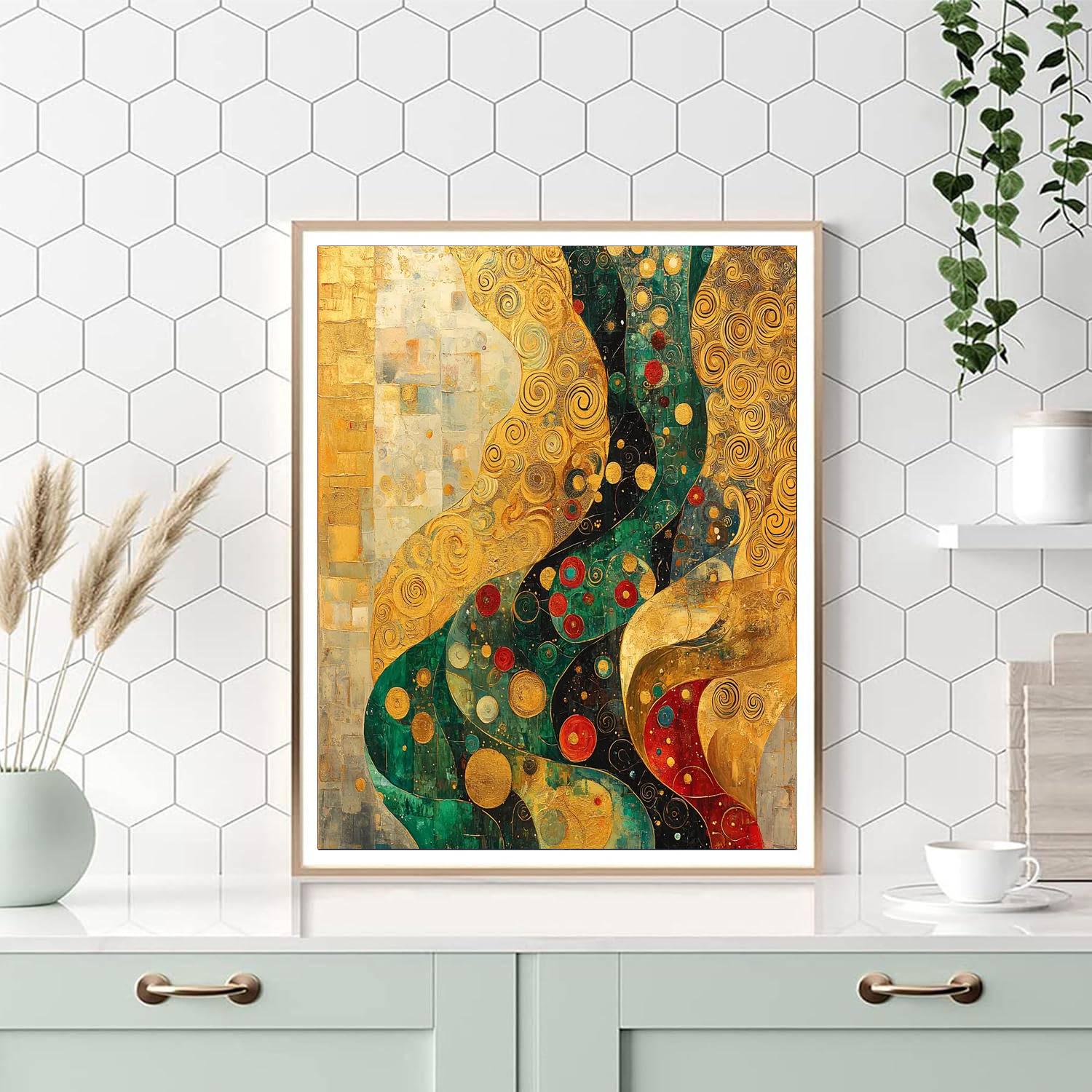 Gustav Klimt Inspired Golden Tapestry Of Time  Number Painting