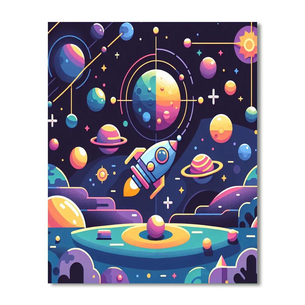 Solar System Expedition Number Painting