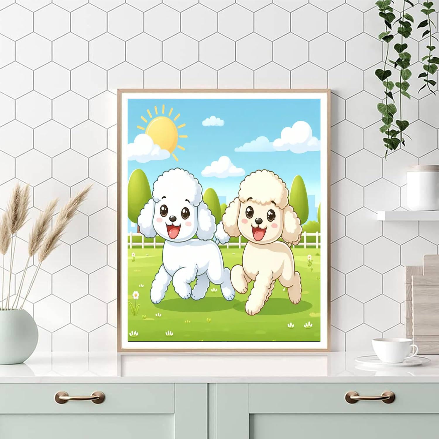 Prancing Poodles Paint By Numbers Art