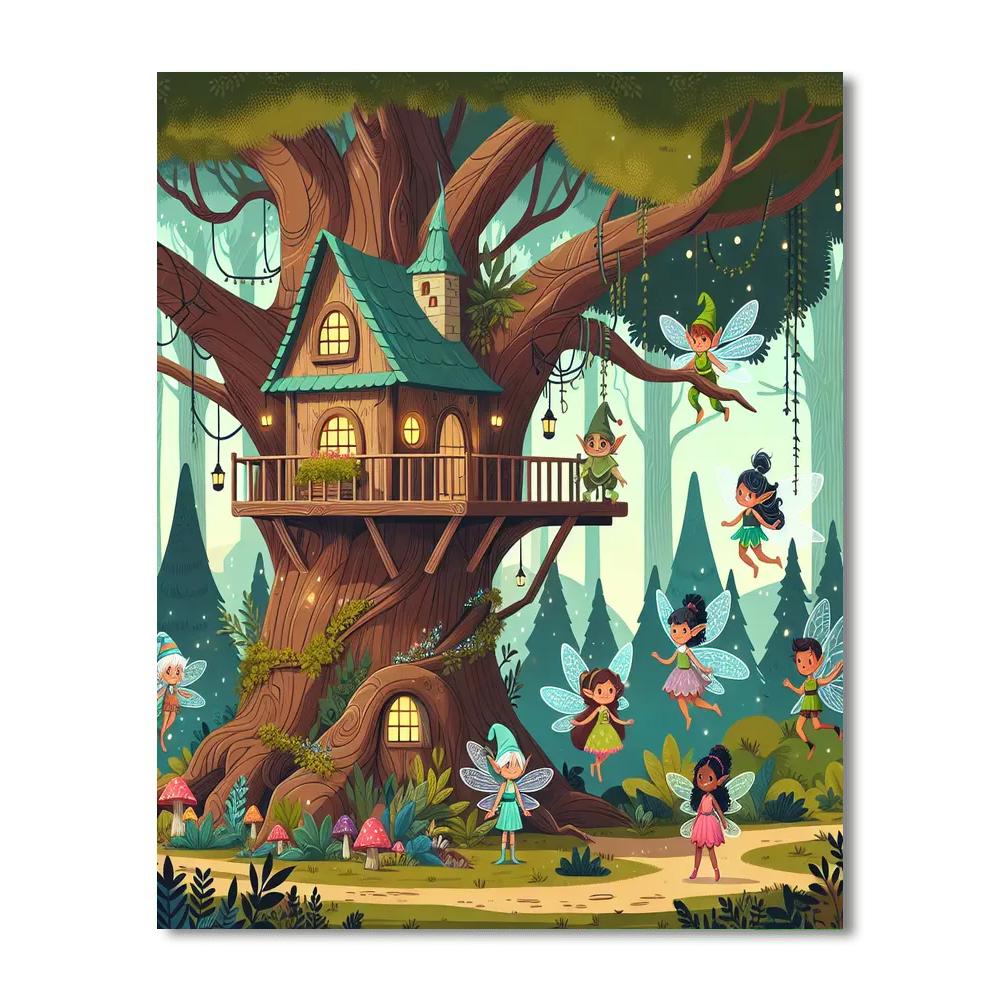 Fantasy Treehouse Kingdom Paint By Numbers Art