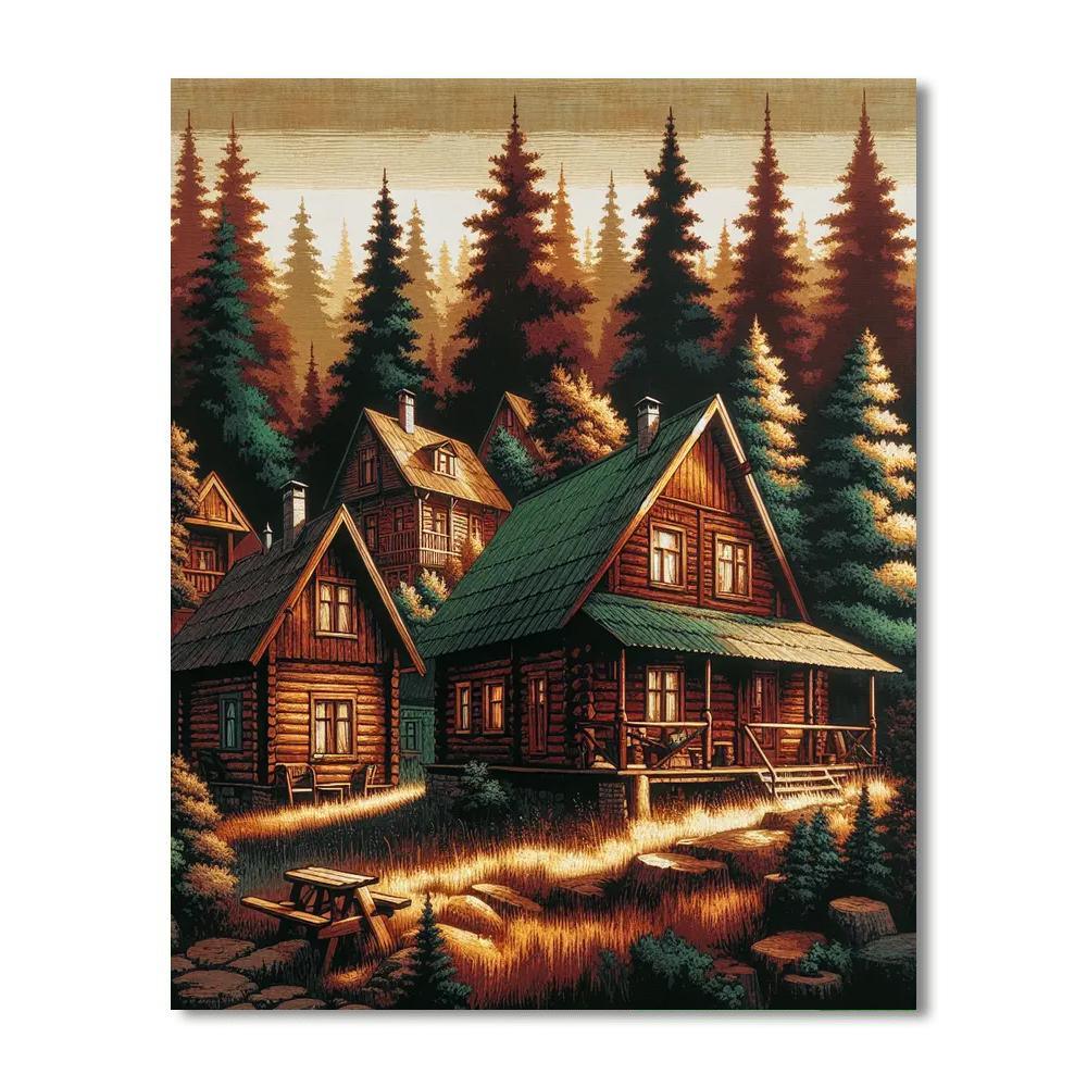 Rustic Cabin Serenity Paint By Numbers