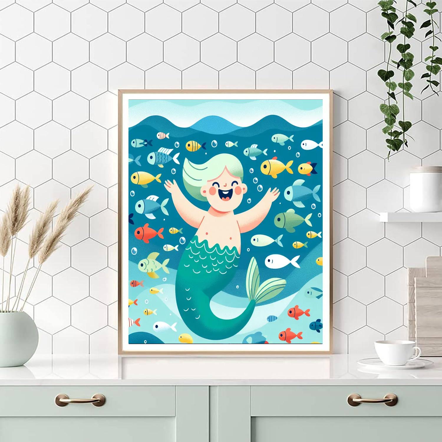 Friendly Mermaid Splash Number Painting