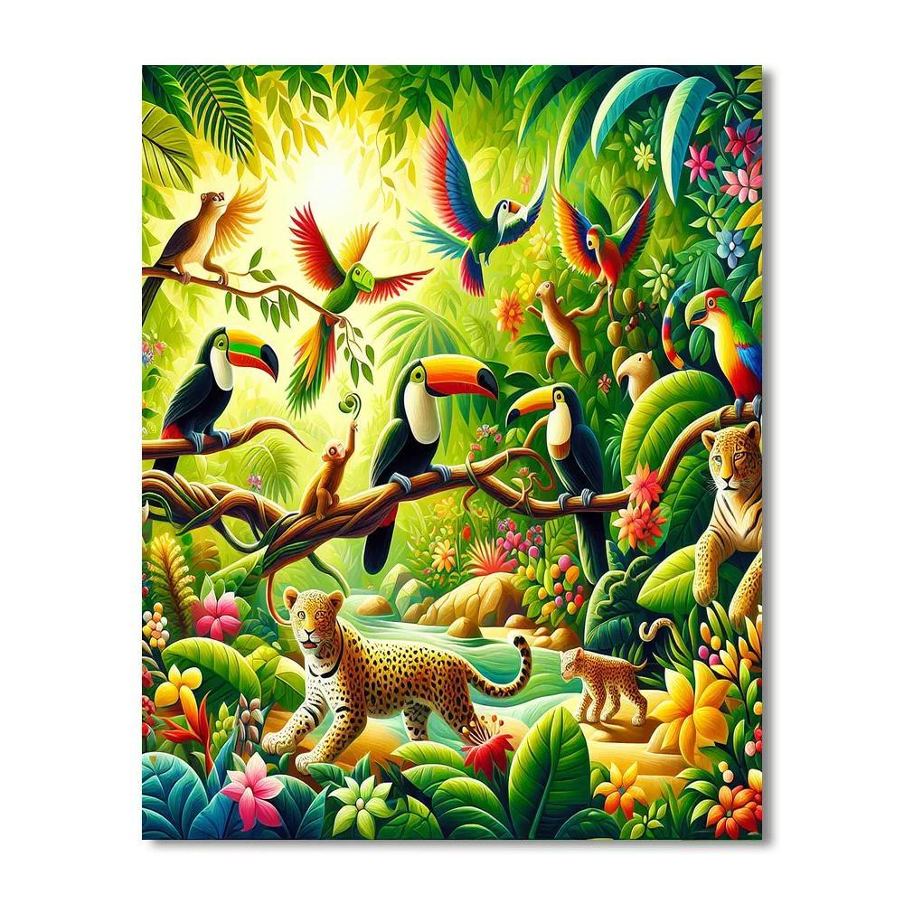 Lively Jungle Fiesta Numbered Painting Kits