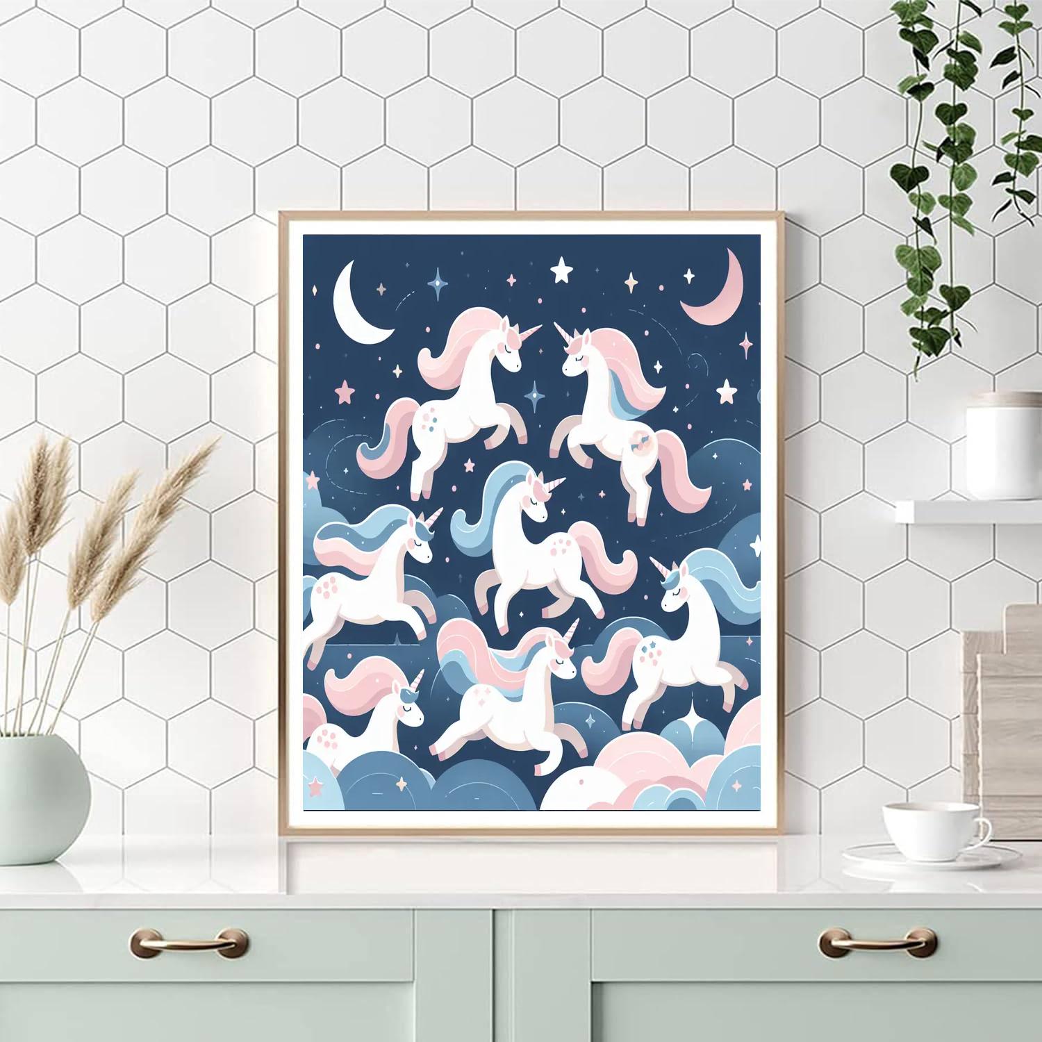 Starlit Unicorn Adventure Paint By Numbers Art