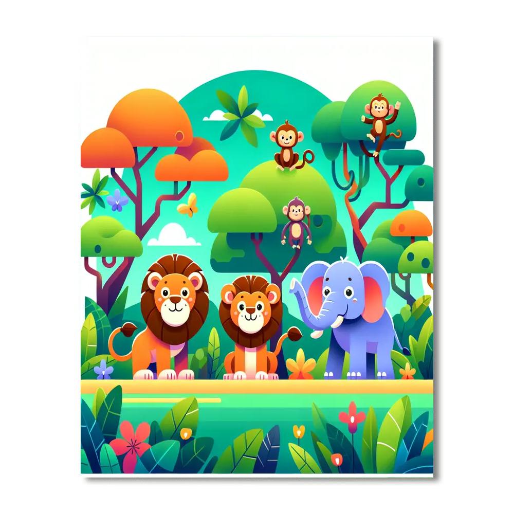 Daring Adventure Animals Paint By Numbers Art