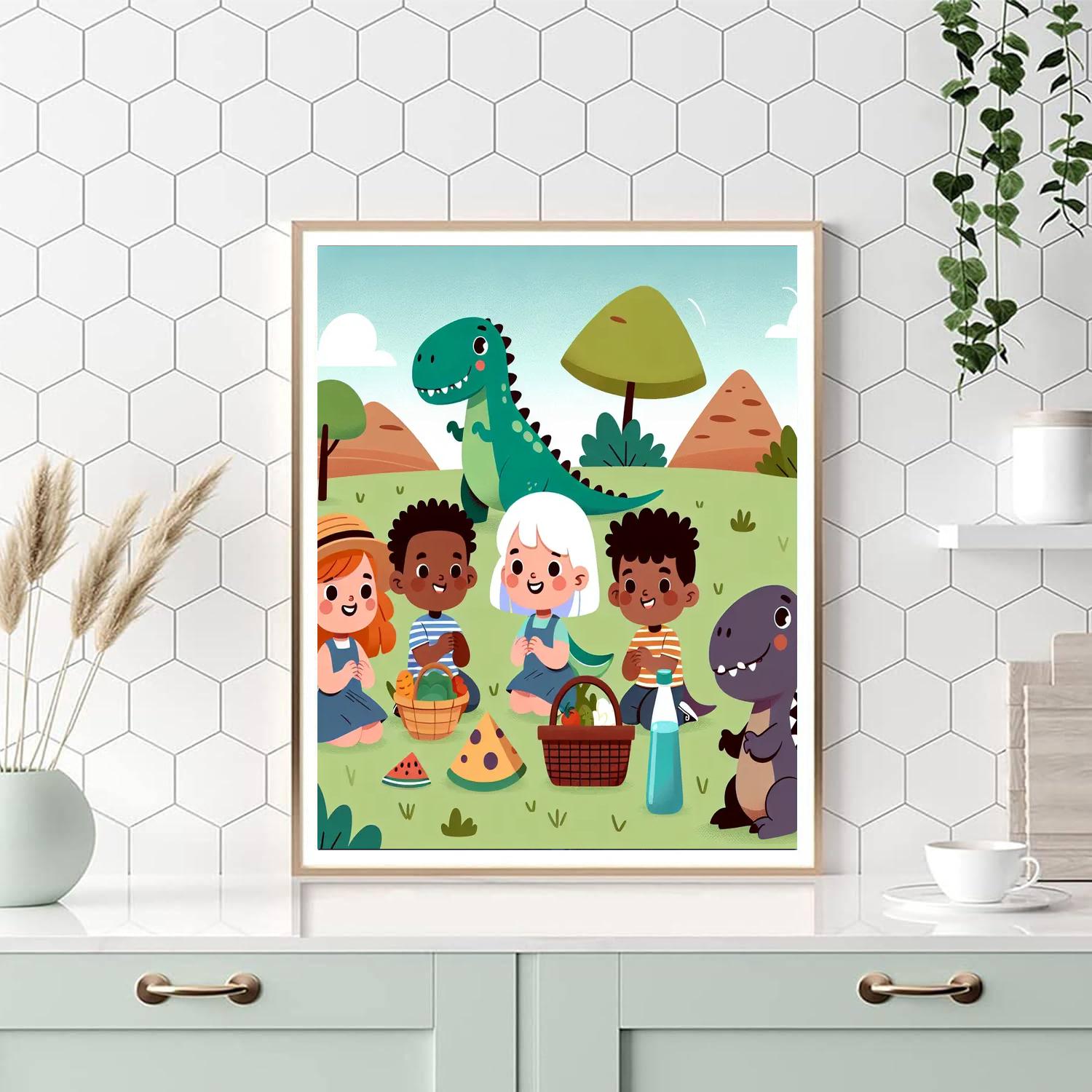 Friendly Dino Picnic Numbered Painting Kits