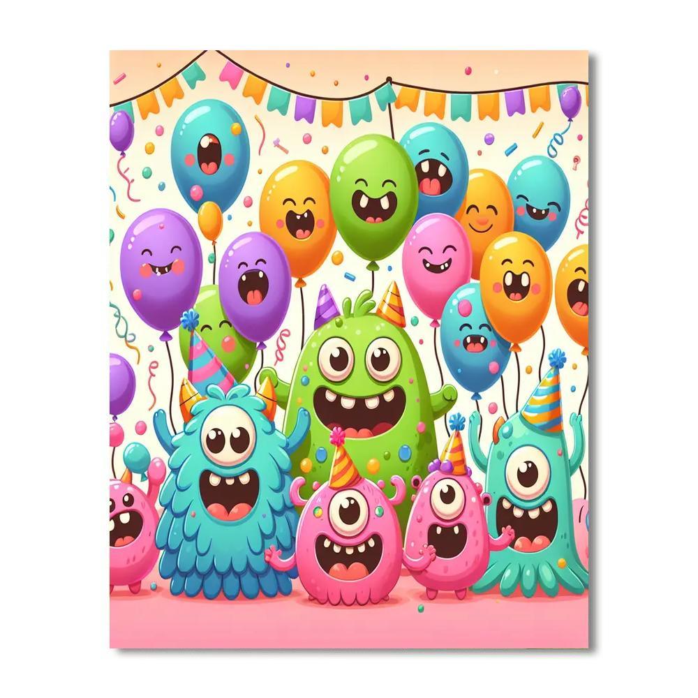 Bubbly Monster Party Paint By Numbers Art